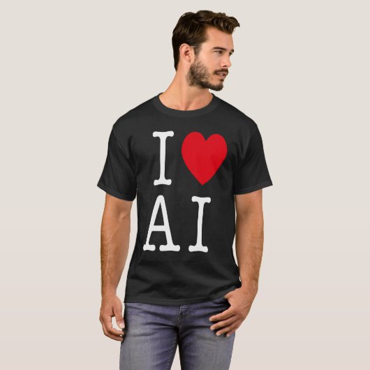 T-shirt I Love AI For AI & Artificiel Intelligence (Devant entier)