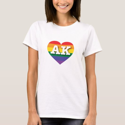 T-shirt I Love Alaska Rainbow Heart (Devant)