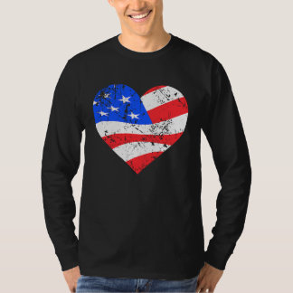 T-shirt I Love America Distressed USA flag heart