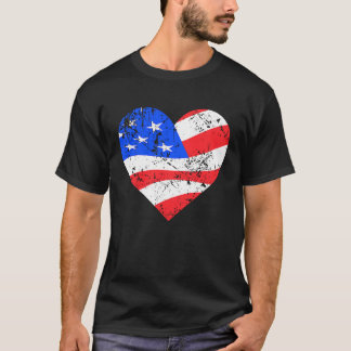 T-shirt I Love America Distressed USA flag heart