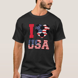 T-shirt I Love America US American Boys Girl Kids Soccer b