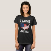 T-shirt I Love America US Map Flag Patriotic American 4th  (Devant entier)