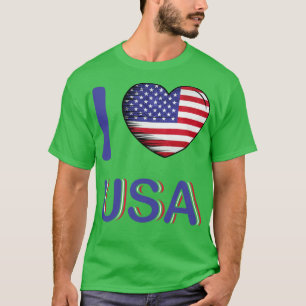 T-shirt I Love America USA Drapeau My Home Mon pays 18