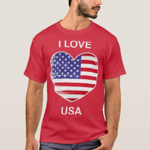 T-shirt I Love America USA Drapeau My Home My Country 2