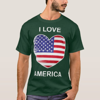 T-shirt I Love America USA Drapeau My Home My Country 3