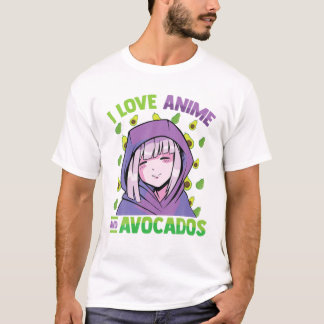 T-shirt I Love Anime And Avocados - Kawaii Blushing Otaku