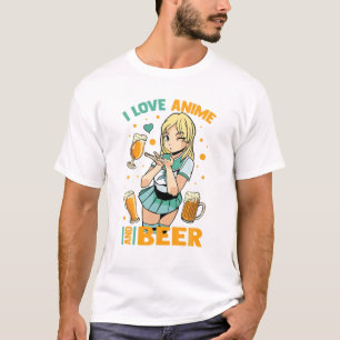T-shirt I Love Anime And Beer - Cute Kawaii - Manga Otaku