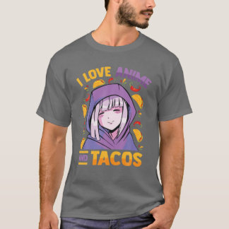 T-shirt I Love Anime And Tacos - Kawaii Blushing Otaku Gir