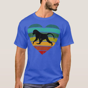 T-shirt I Love Baboons Singes Coeur Rétro