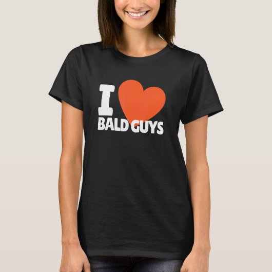T-shirt I Love Bald Les gars Heart Bald Head (Devant)