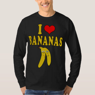 T-shirt I Love Bananes drôle Costume amusant Vegan