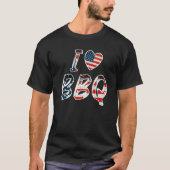T-shirt I Love BBQ, American Patriotic (Devant)