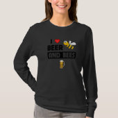 T-shirt I Love Beer and Bees  Drinking Mug Ale Beekeeper H (Devant)