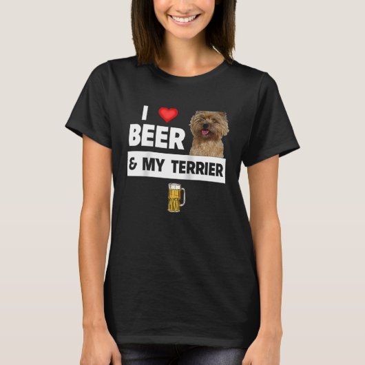 T-shirt I Love Beer and My Cairn Terrier Chien Maman Papa (Devant)