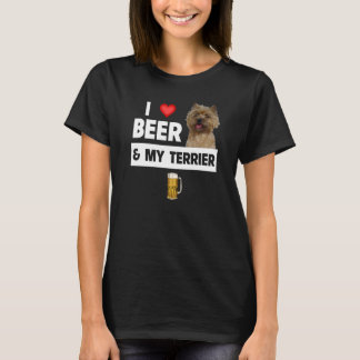 T-shirt I Love Beer and My Cairn Terrier Chien Maman Papa 