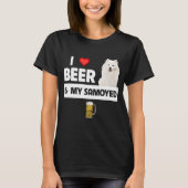T-shirt I Love Beer and My Samoyed Herding Paws Maman Papa (Devant)