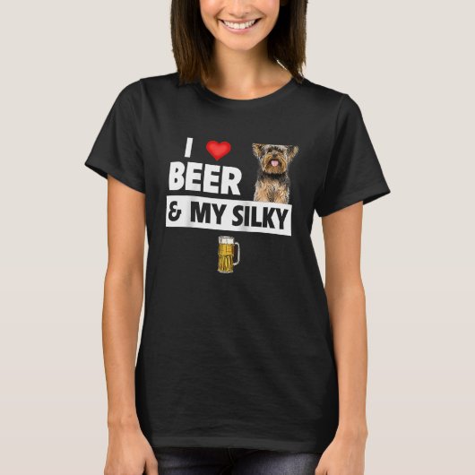 T-shirt I Love Beer and My Silky Terrier Chien Maman Papa (Devant)