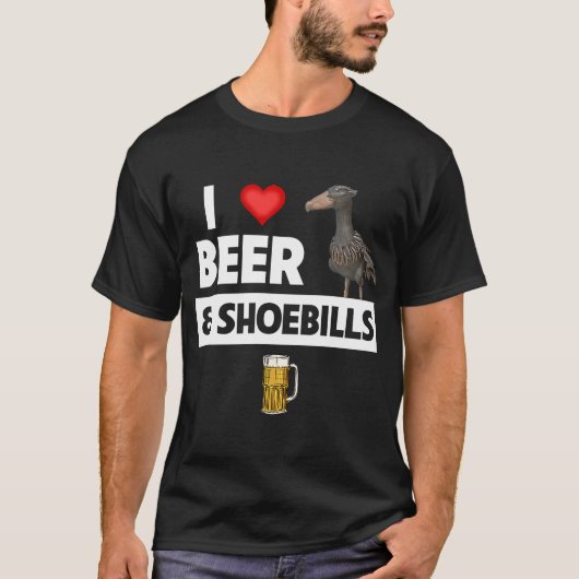 T-shirt I Love Beer and Shoebill Whalebill Oiseaux Observa (Devant)