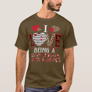 T-shirt I Love Being A Music Teacher Red Plaid Hearts Vale