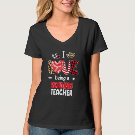 T-shirt I Love Being A Reading Teacher Valentines School V (Devant)