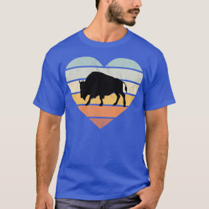 T-shirt I Love Bison Retro Heart Amérique du Nord