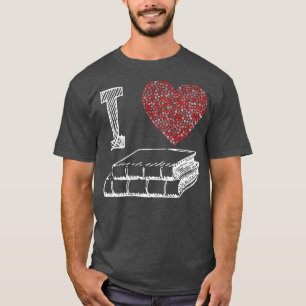 T-shirt I Love Books Lettre Heart Cute Bookworm Lecture