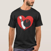 T-shirt I Love Bowling Pin Bowl Heart Graphisme (Devant)