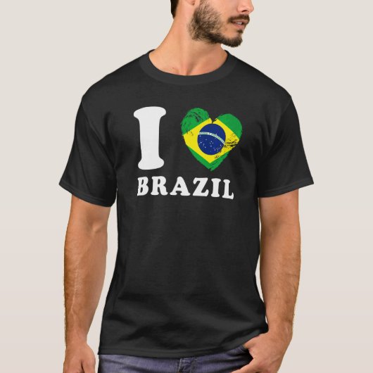 T-shirt I Love Brazil Heart Flag Brésil (Devant)