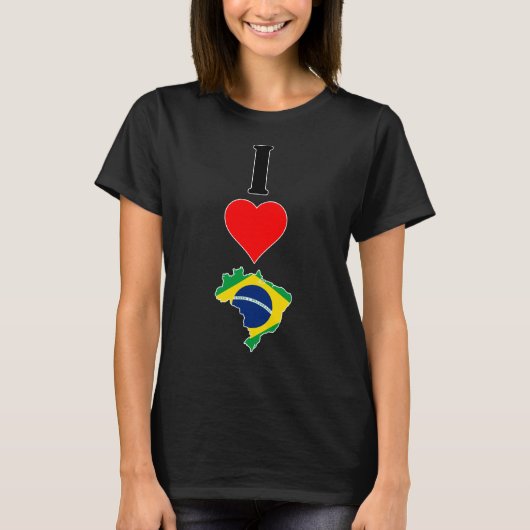 T-shirt I Love Brésil Vertical I Heart Brésil Drapeau Cart (Devant)