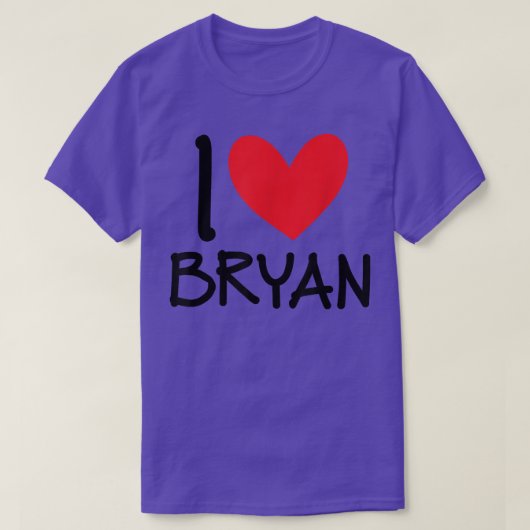 T-shirt I Love Bryan Nom Hommes Personnalisés Guy BFF Ami (Design devant)
