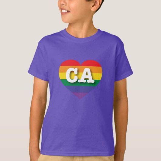 T-shirt I Love California Rainbow Heart (Devant)
