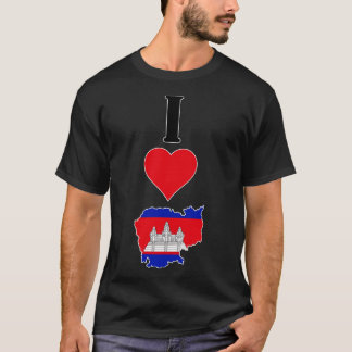 T-shirt I Love Cambodia Vertical I Heart Country Carte du 