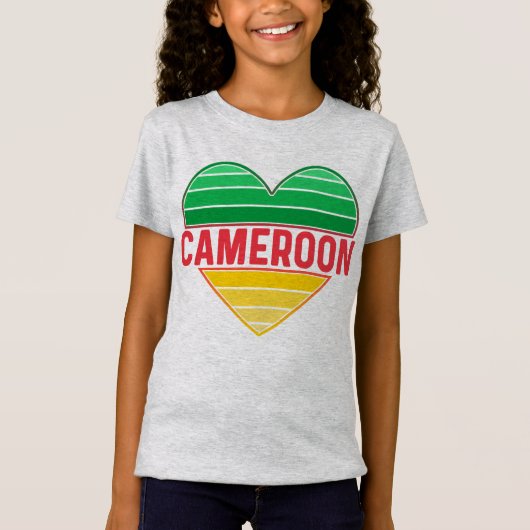 T-Shirt I Love Cameroon, Coeur camerounais (Devant)