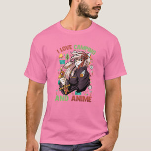 T-shirt I Love Camping And Anime - Kawaii Cute - Manga Ota