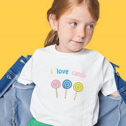T-shirt I Love Candy pastel tourbillon enfant look décontr