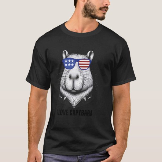 T-shirt I Love Capybara Graphic Tee Capybara Porter Ameri (Devant)
