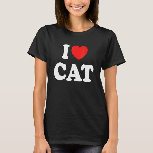 T-shirt I Love Cat With A Red Heart (Devant)