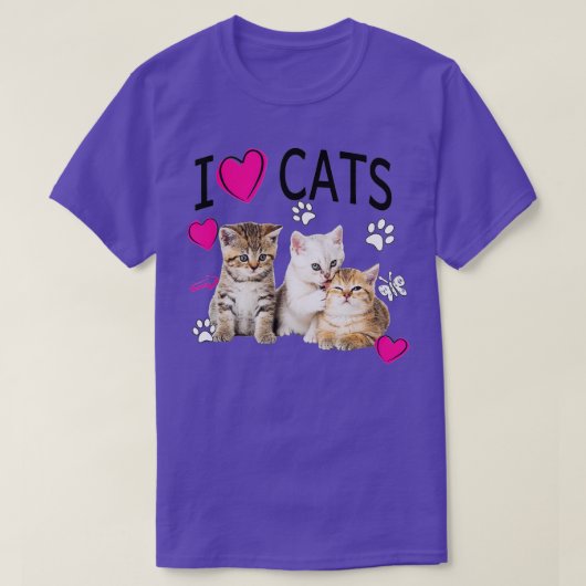 T-shirt I Love Cats Amoureux des chats - I love Kittens (Design devant)
