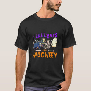 T-shirt I Love Cats And Halloween Cat Halloween Ghost App