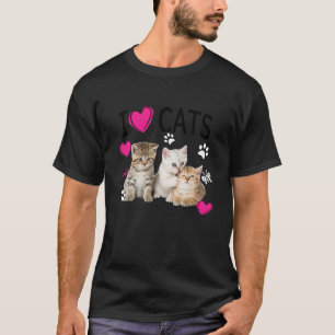 T-shirt I Love Cats Chemise Amoureux des chats Tee I love 