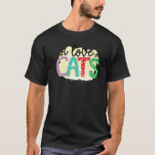 T-shirt I Love Cats Graphic Patchwork Cat (Devant)