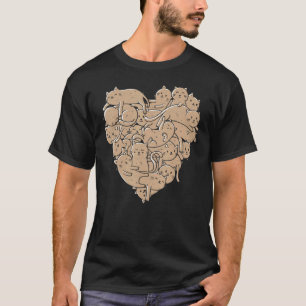 T-shirt I Love Cats Heart Kitty Kitten Cat Valentine's Da
