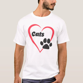 T-shirt I Love Cats, I Heart Cats, Amoureux des chats Femm