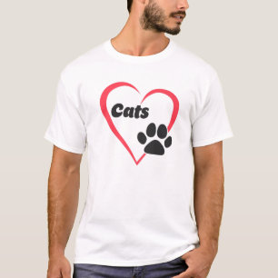 T-shirt I Love Cats, I Heart Cats, Amoureux des chats Femm