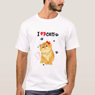 T-shirt I Love Cats, I Love Kittens, I'm A Amoureux des ch