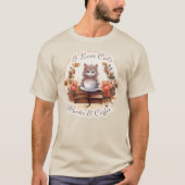 T-shirt I Love Cats, Livres et Café (Devant)
