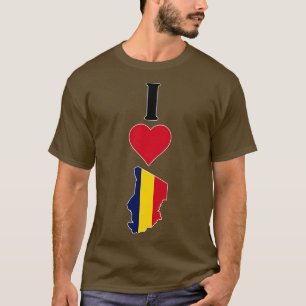 T-shirt I Love Chad Vertical I Heart Country Drapeau Carte