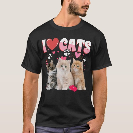 T-shirt I Love Chats Chemise Amoureux des chats Tee - I lo (Devant)