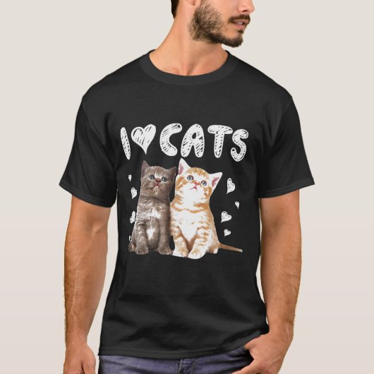 T-shirt I Love Chats I Love Kittens Chat (Devant)