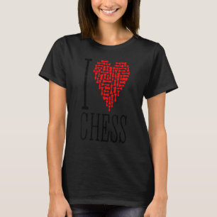 T-shirt I Love Chess Coeur Joueur Master Coach Pièces Mosa